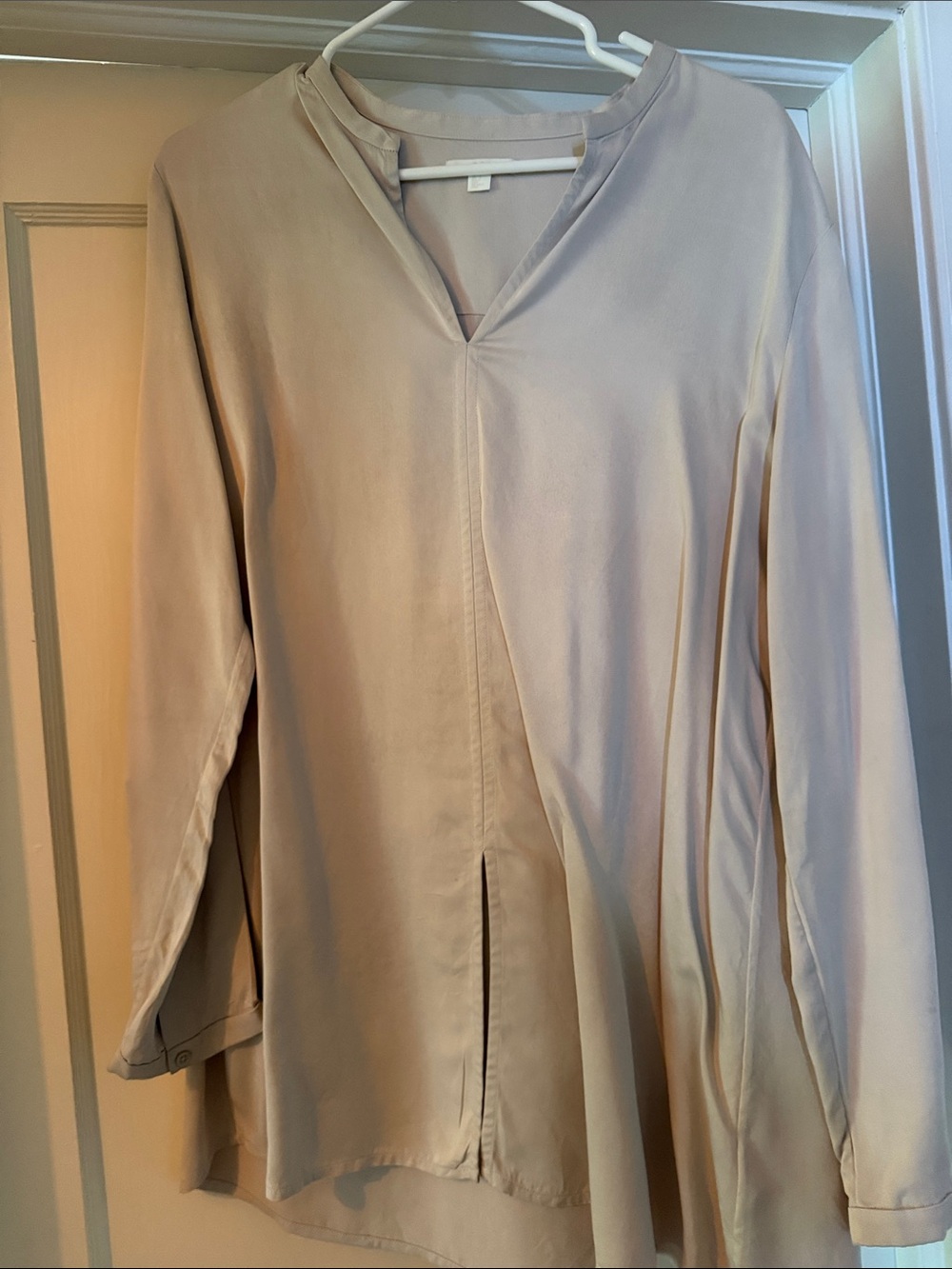 COS Beige Cream V-Neck Long Sleeve Blouse